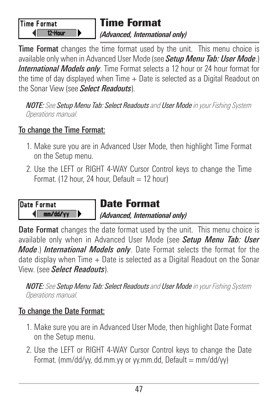 Time format, Date format | Humminbird 531478-2_B User Manual | Page 53 / 66