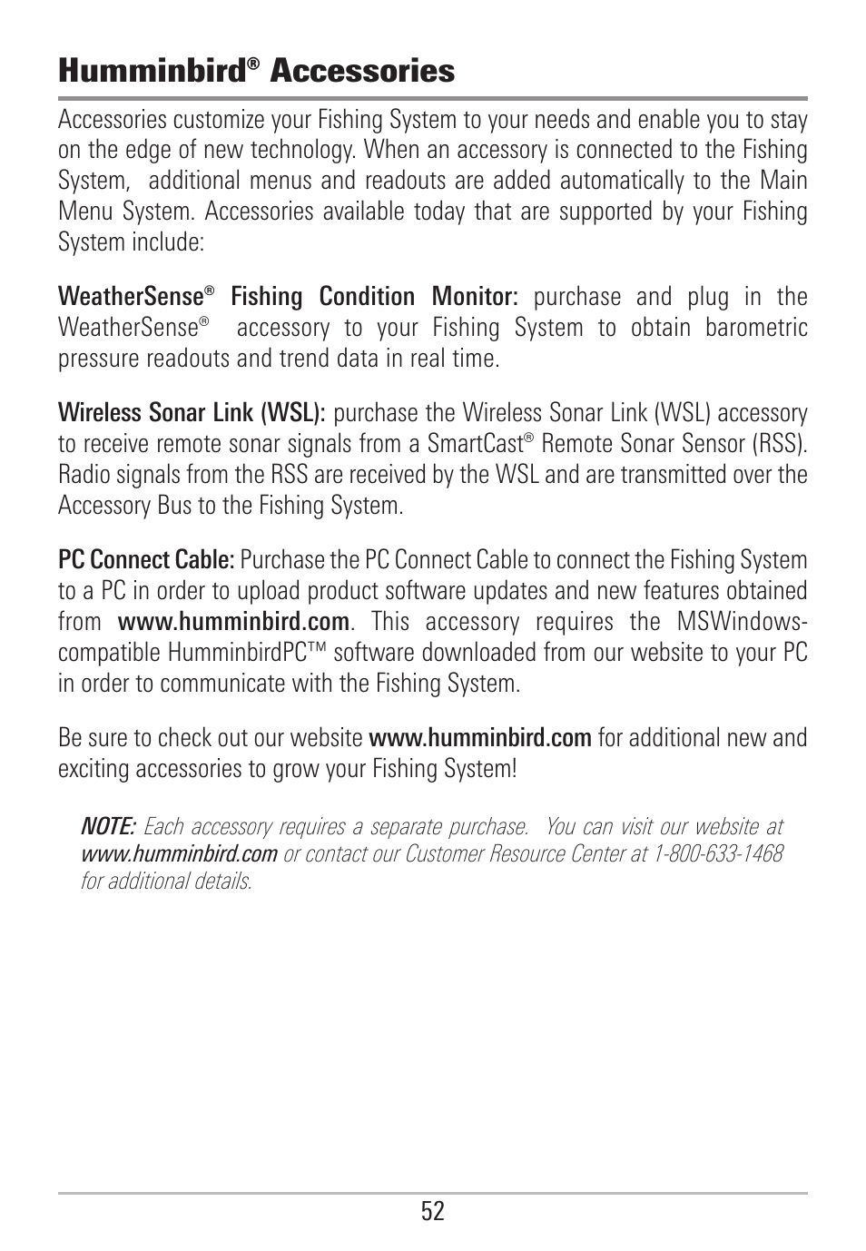 Humminbird® accessories | Humminbird 531478-2_B User Manual | Page 58 / 66