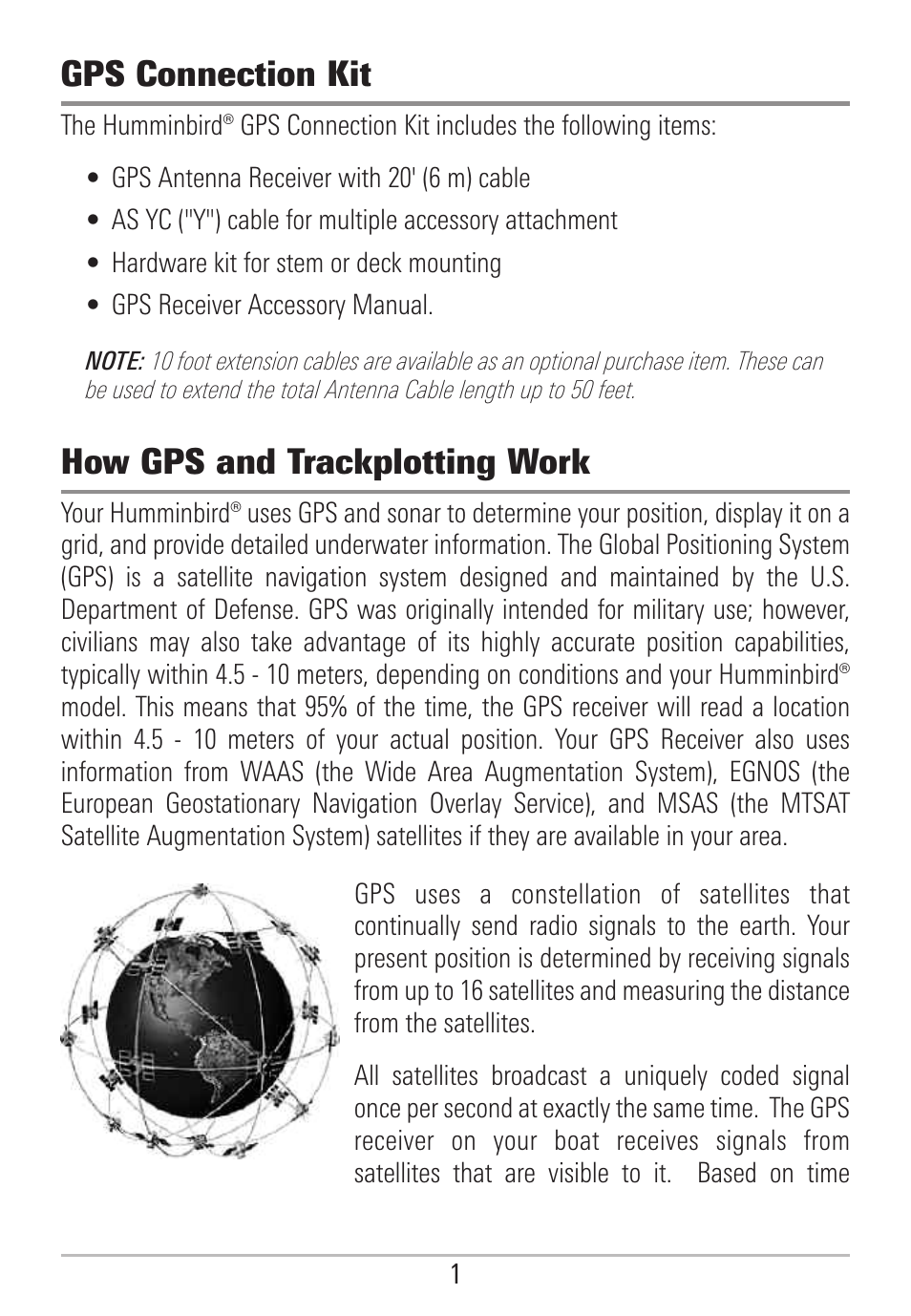 Gps connection kit, How gps and trackplotting work | Humminbird 531478-2_B User Manual | Page 7 / 66