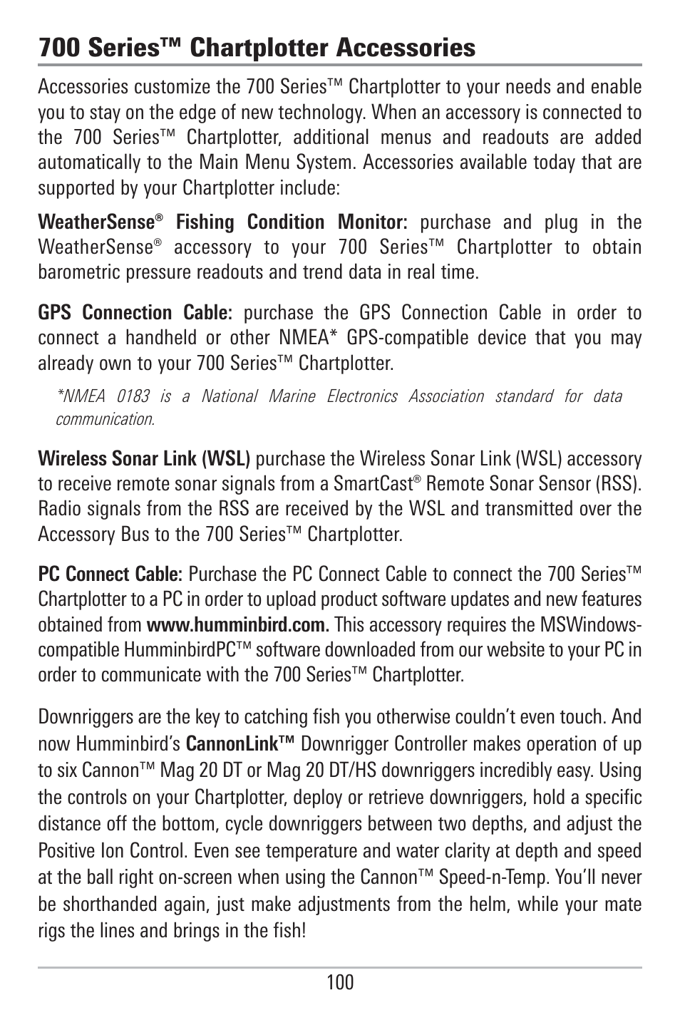 700 series™ chartplotter accessories | Humminbird 785C2I User Manual | Page 108 / 120