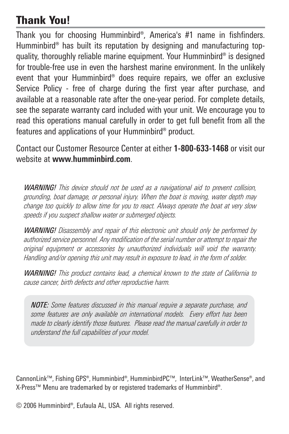 Humminbird 785C2I User Manual | Page 2 / 120