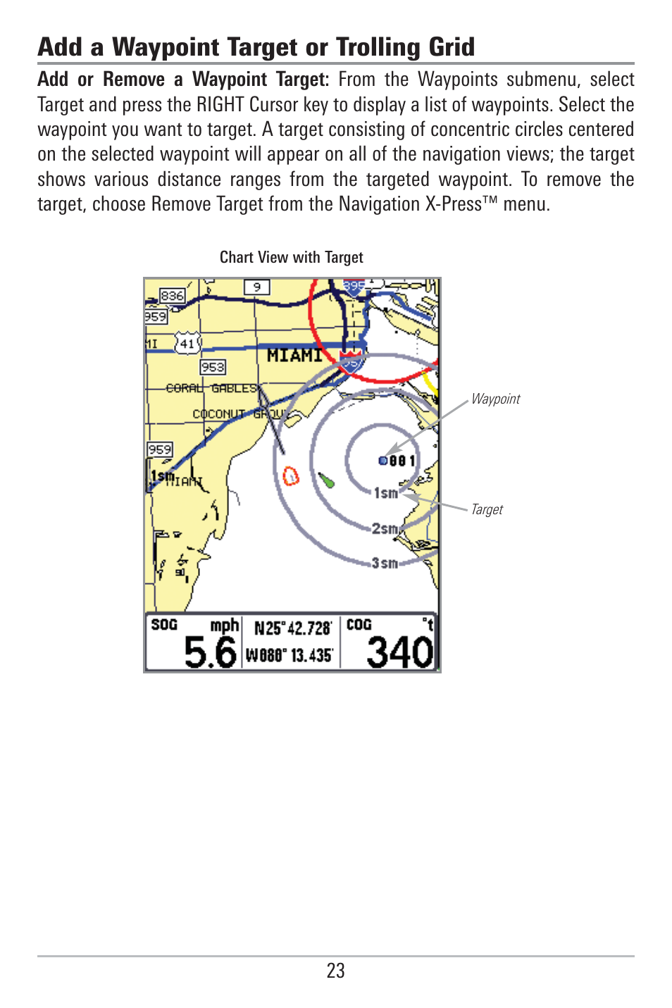 Add a waypoint target or trolling grid | Humminbird 785C2I User Manual | Page 31 / 120