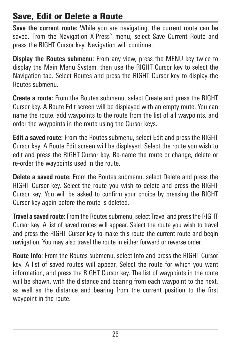 Save, edit or delete a route | Humminbird 785C2I User Manual | Page 33 / 120