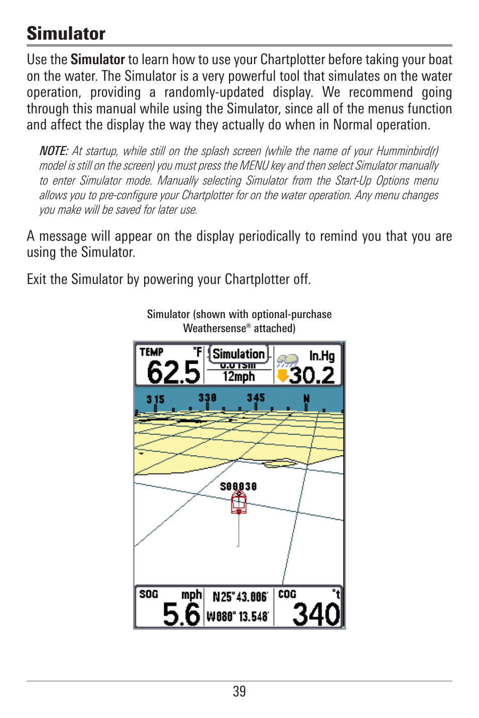 Simulator | Humminbird 785C2I User Manual | Page 47 / 120
