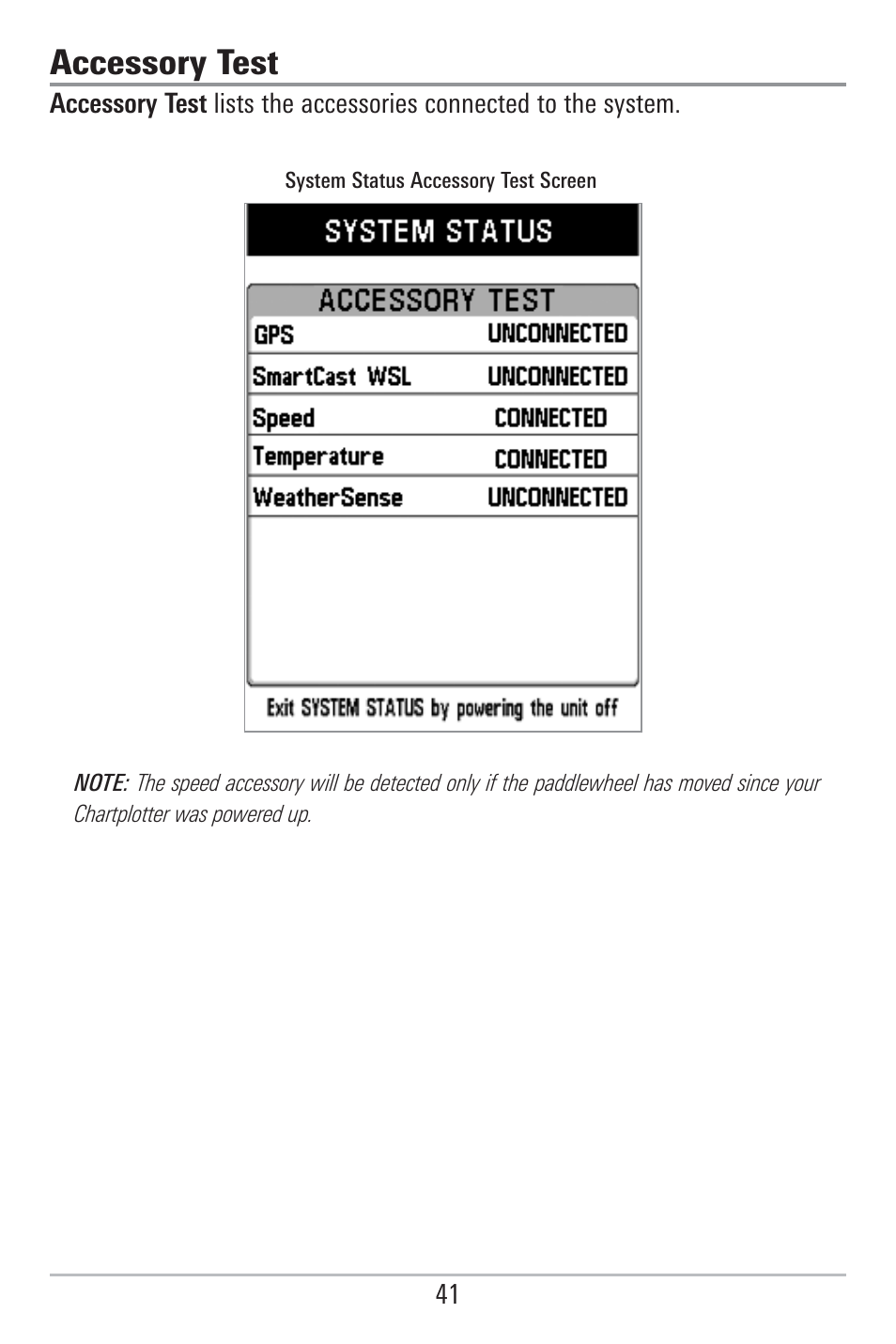 Accessory test | Humminbird 785C2I User Manual | Page 49 / 120