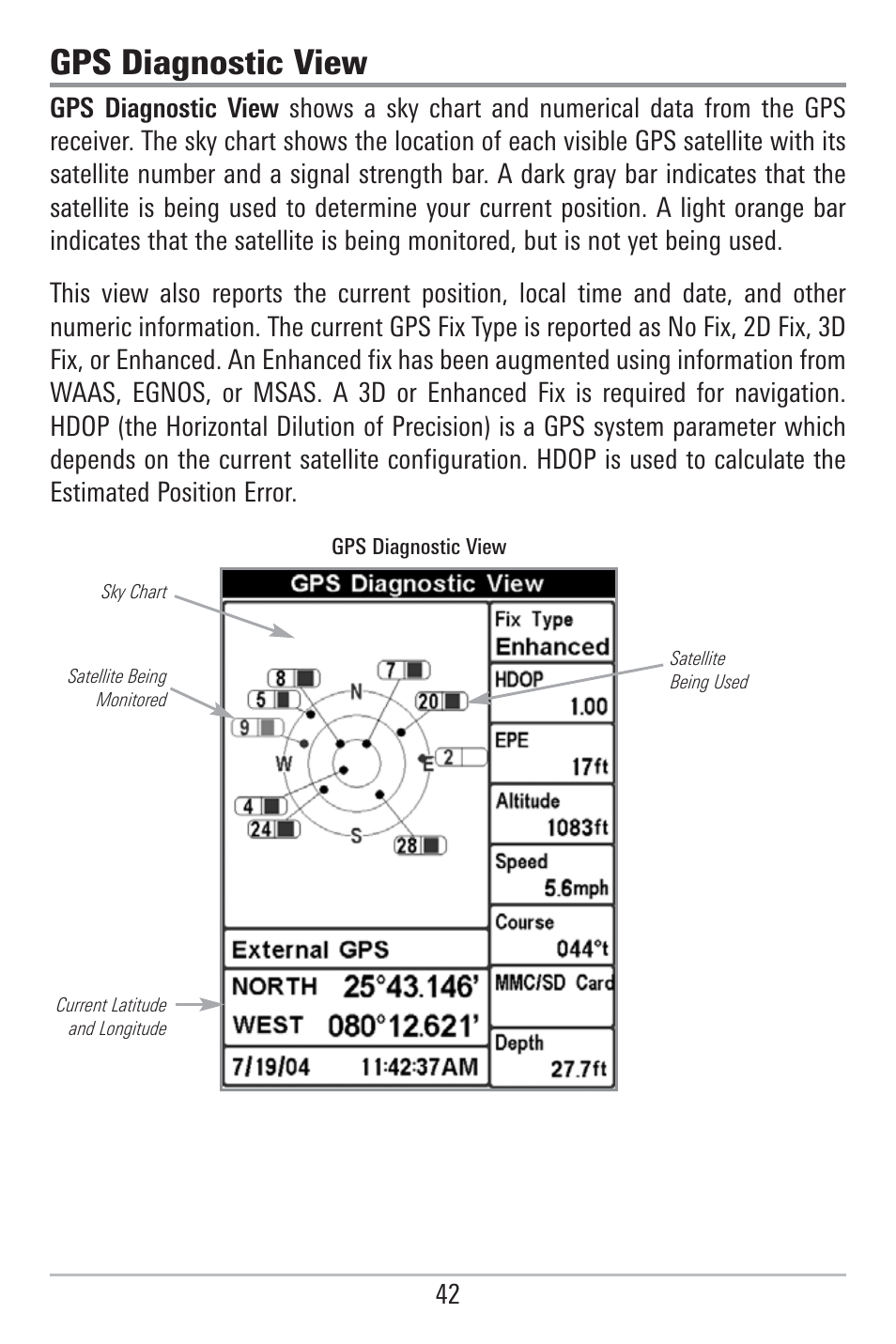 Gps diagnostic view | Humminbird 785C2I User Manual | Page 50 / 120