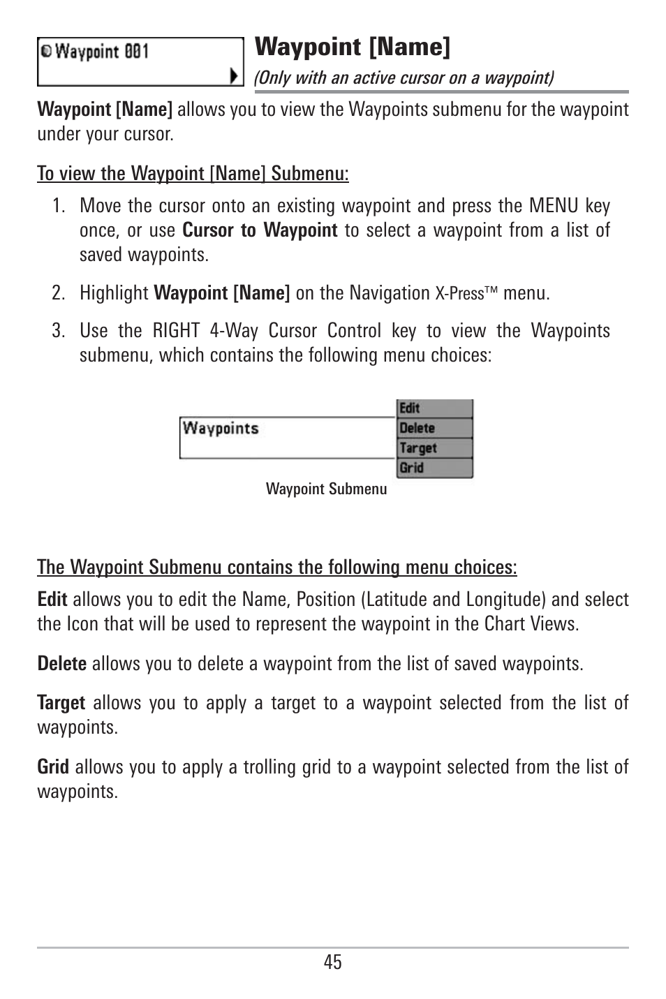 Waypoint [name | Humminbird 785C2I User Manual | Page 53 / 120