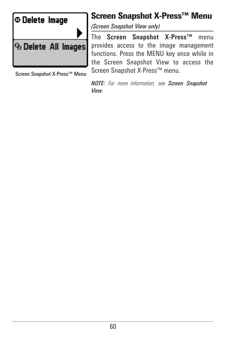 Screen snapshot x-press™ menu | Humminbird 785C2I User Manual | Page 68 / 120