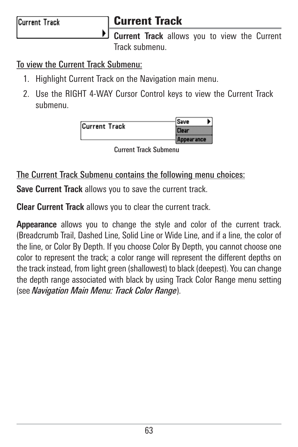 Current track | Humminbird 785C2I User Manual | Page 71 / 120