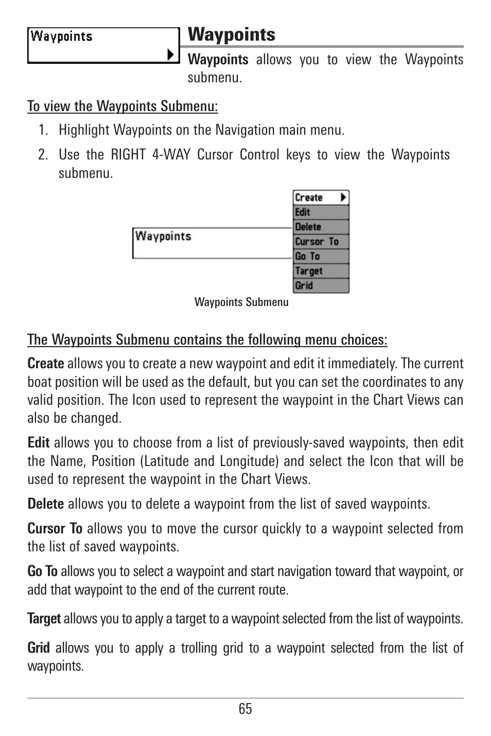 Waypoints | Humminbird 785C2I User Manual | Page 73 / 120