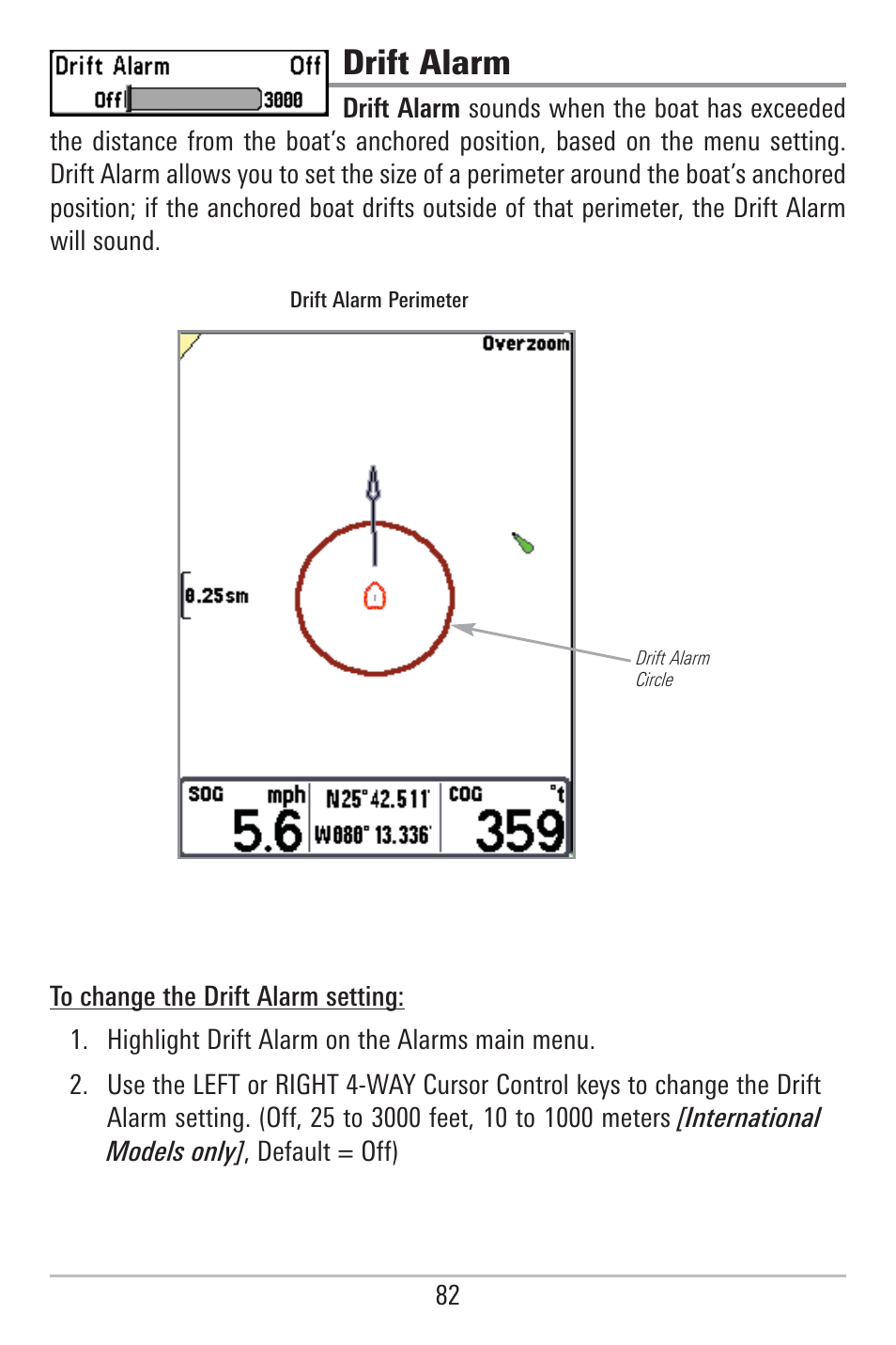 Drift alarm | Humminbird 785C2I User Manual | Page 90 / 120