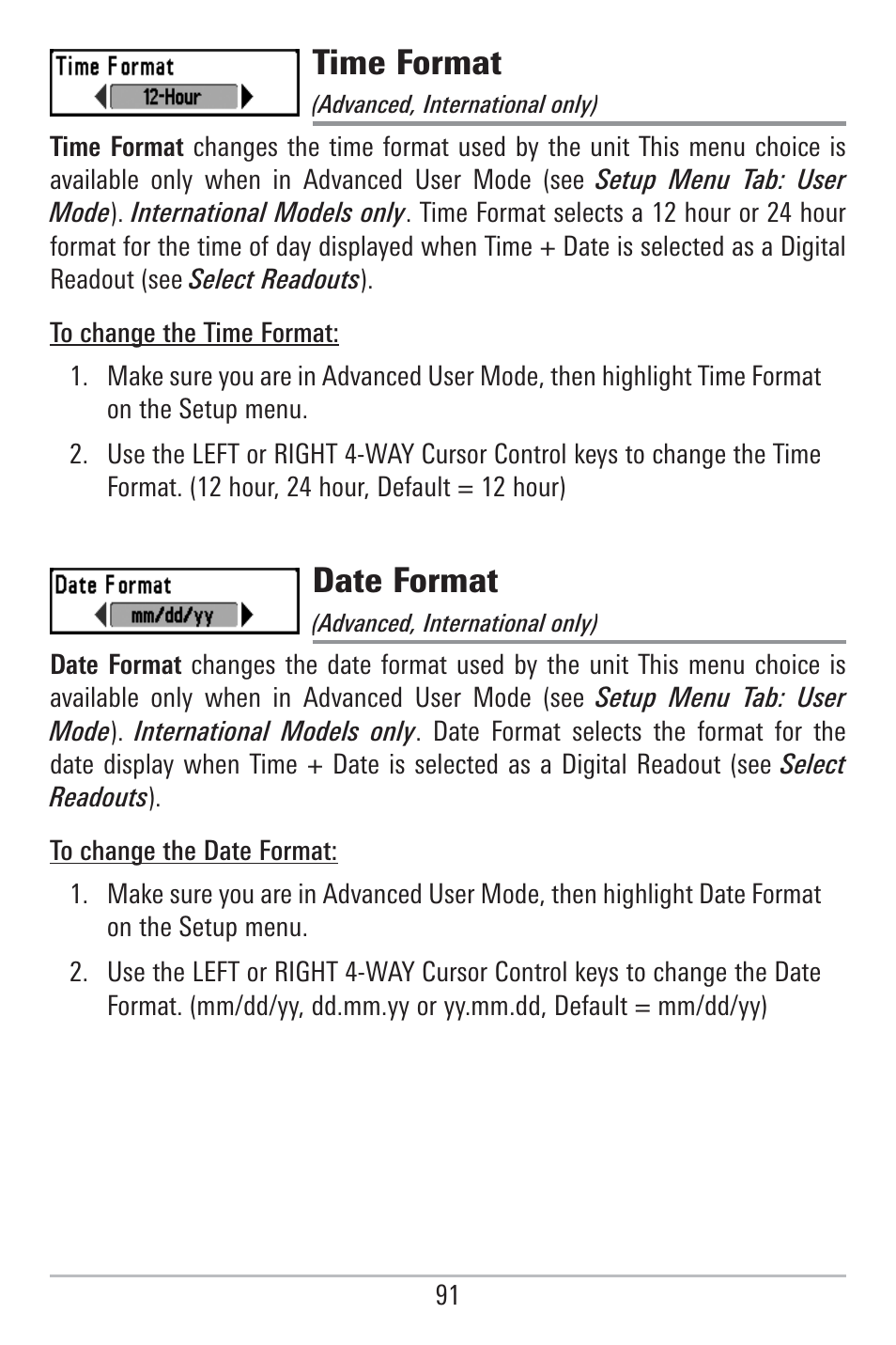 Time format, Date format | Humminbird 785C2I User Manual | Page 99 / 120