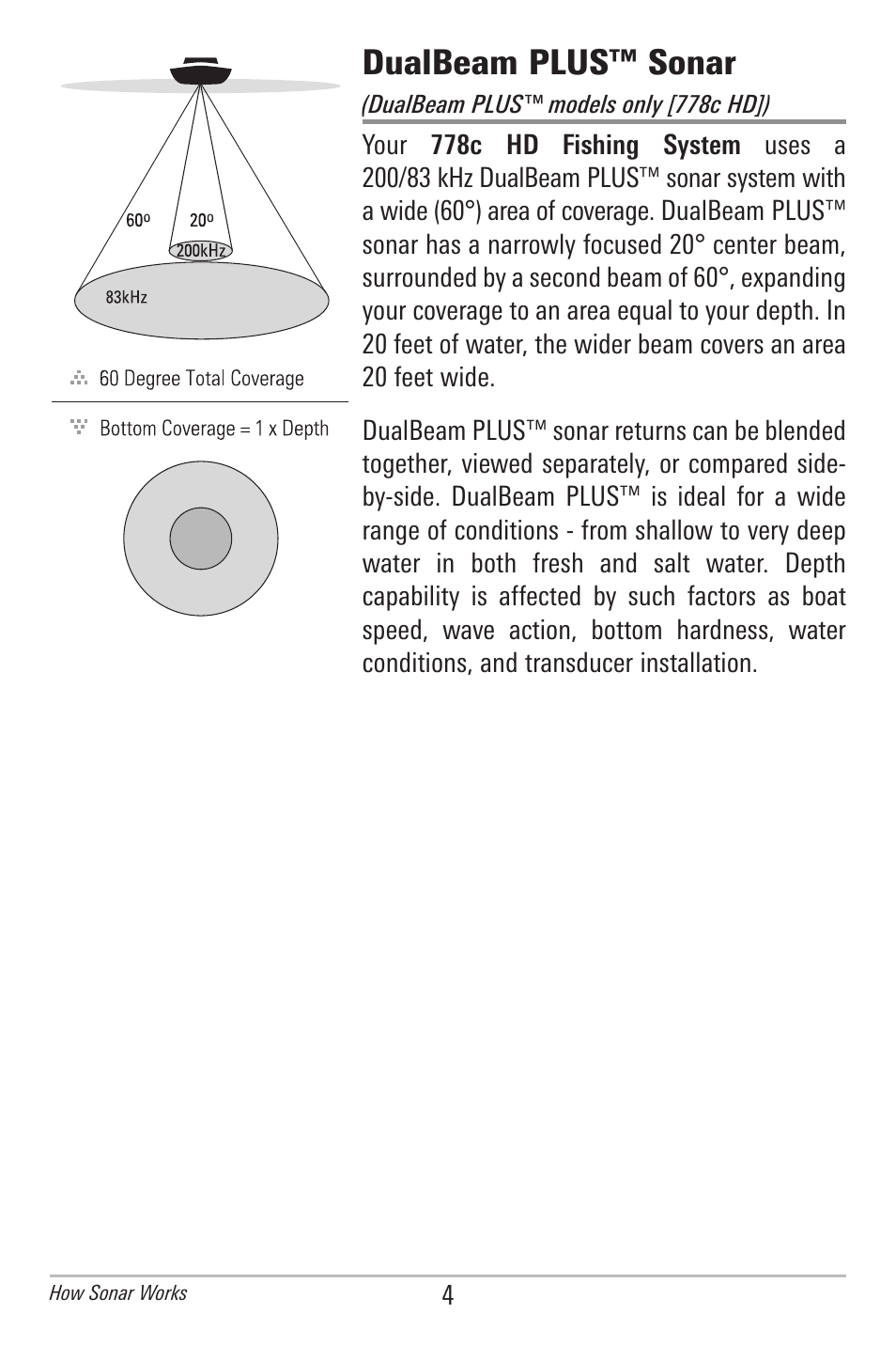 Dualbeam plus™ sonar, Xtreme depth sonar | Humminbird 778C User Manual | Page 12 / 107