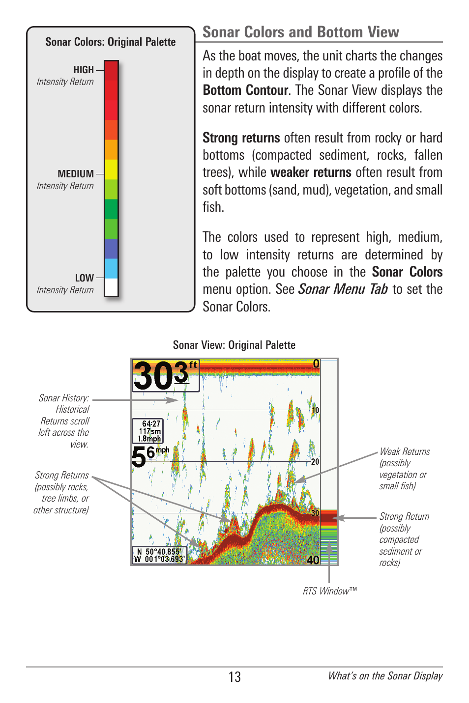 Sonar colors and bottom view | Humminbird 778C User Manual | Page 21 / 107