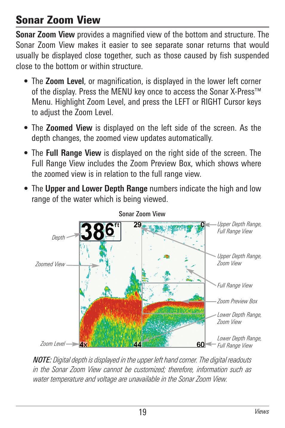 Sonar zoom view | Humminbird 778C User Manual | Page 27 / 107