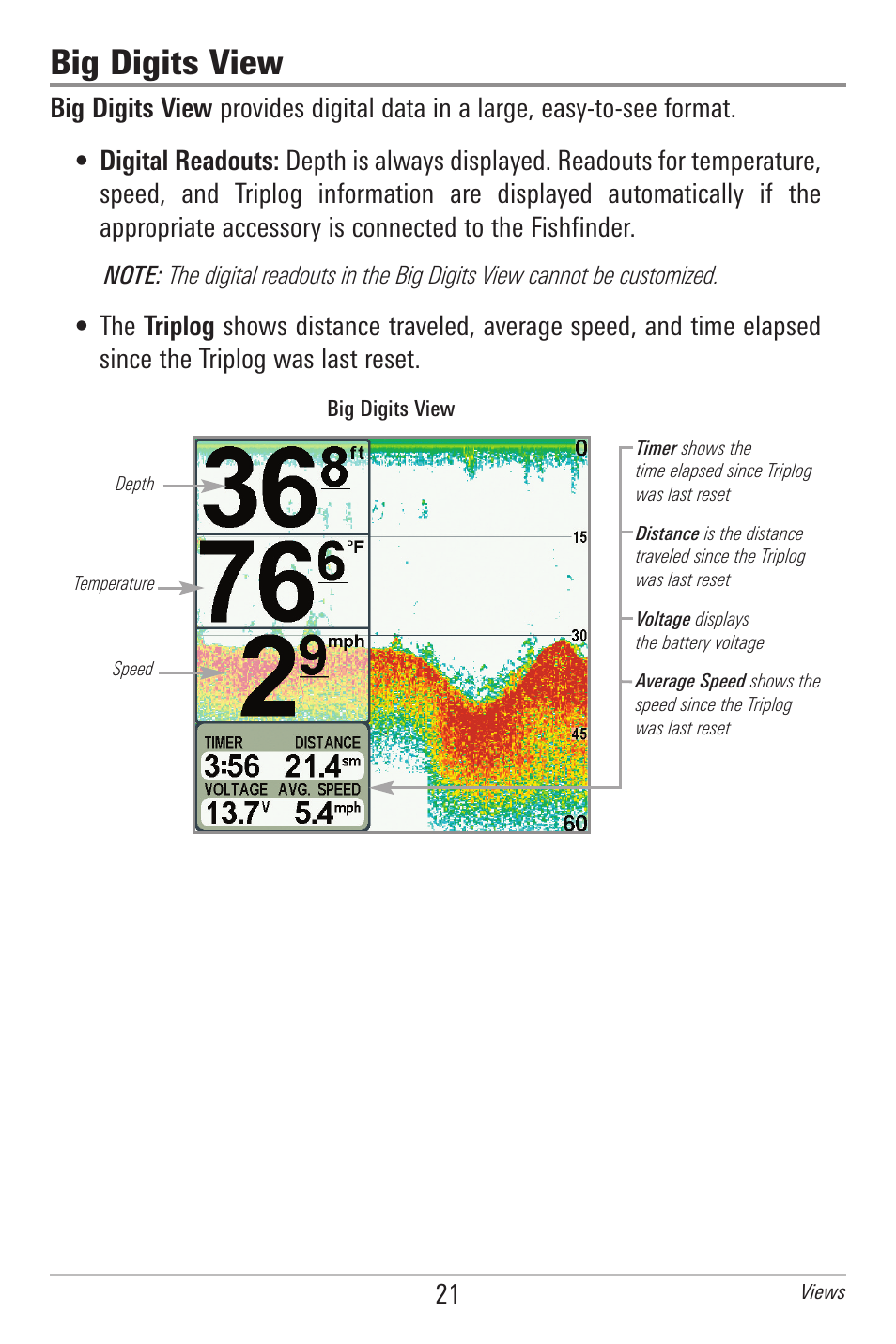 Big digits view | Humminbird 778C User Manual | Page 29 / 107