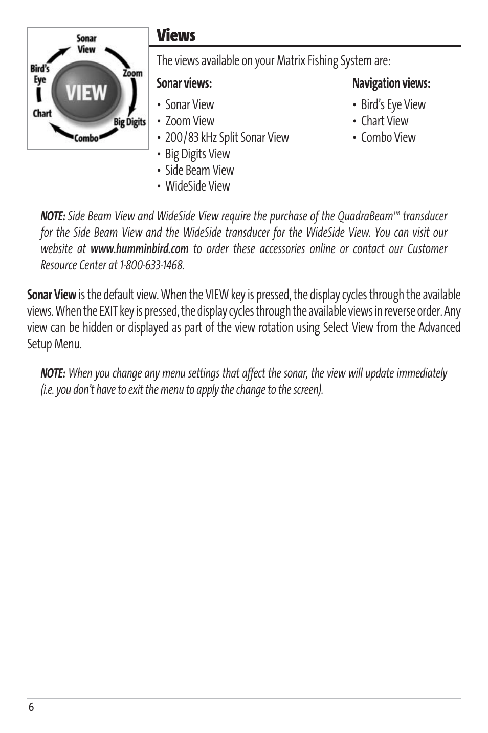 Views | Humminbird Matrix 97 User Manual | Page 10 / 87