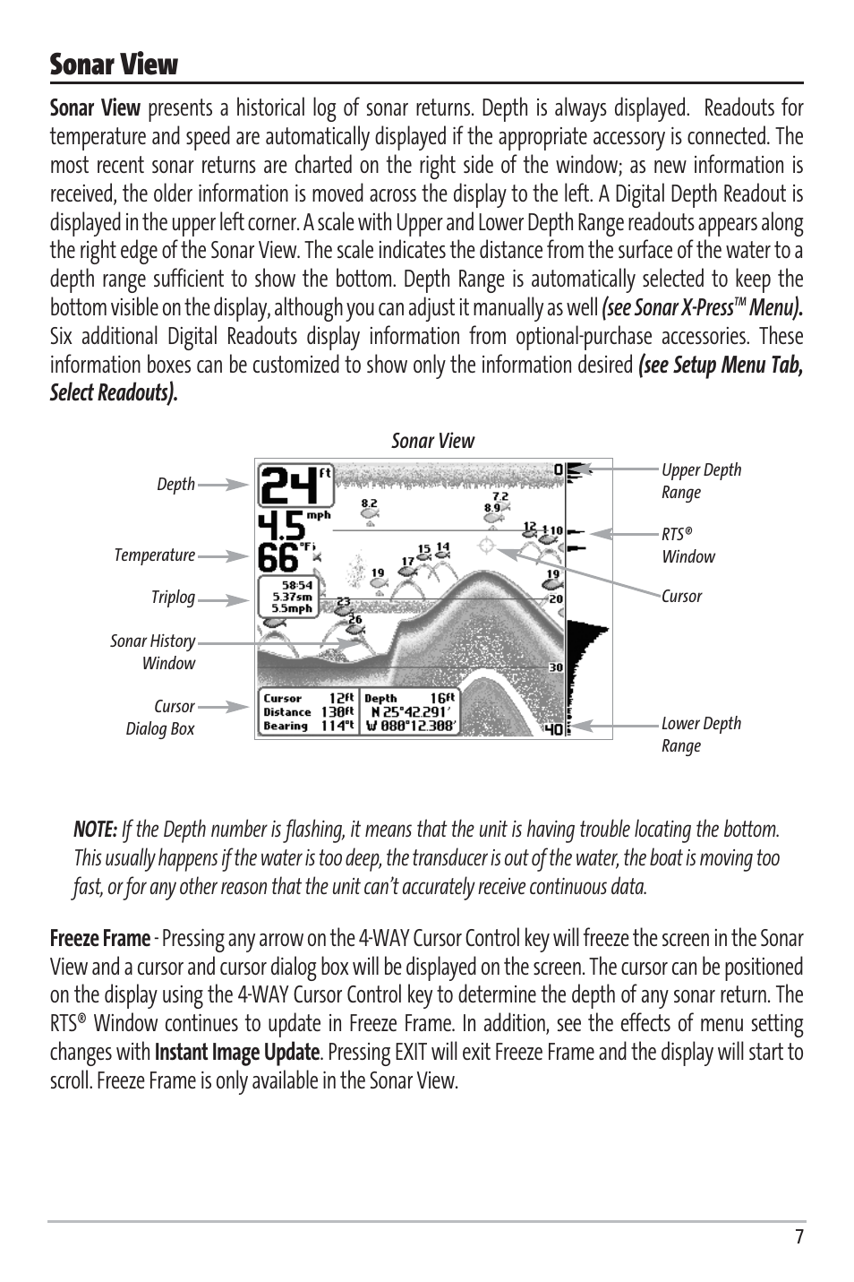 Sonar view | Humminbird Matrix 97 User Manual | Page 11 / 87