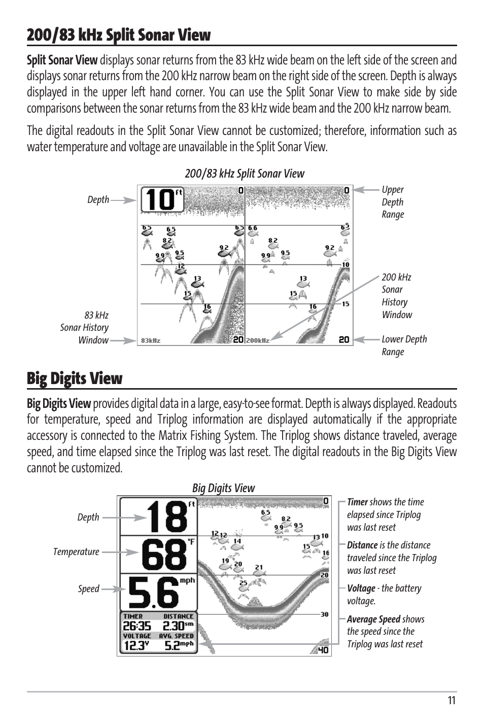 Big digits view | Humminbird Matrix 97 User Manual | Page 15 / 87