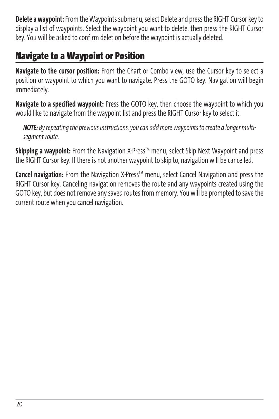 Navigate to a waypoint or position | Humminbird Matrix 97 User Manual | Page 24 / 87