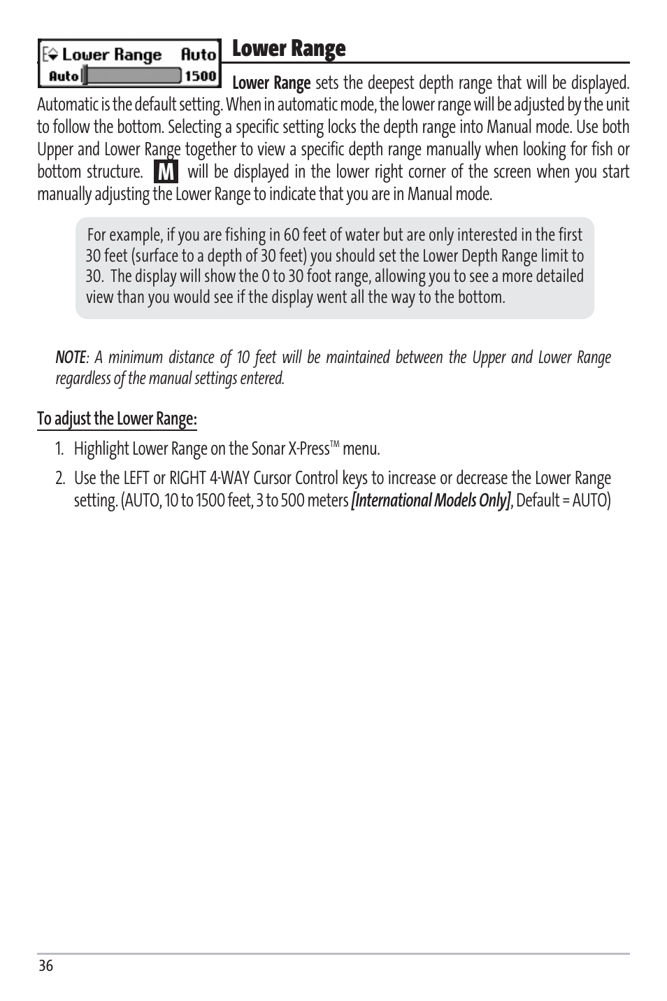 Lower range | Humminbird Matrix 97 User Manual | Page 40 / 87