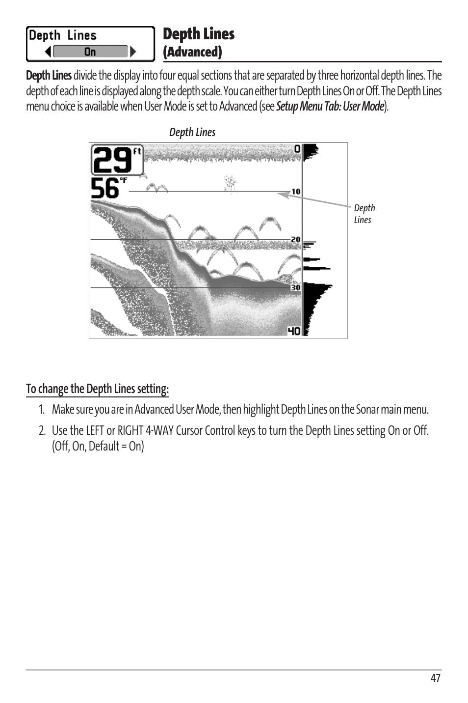 Depth lines | Humminbird Matrix 97 User Manual | Page 51 / 87