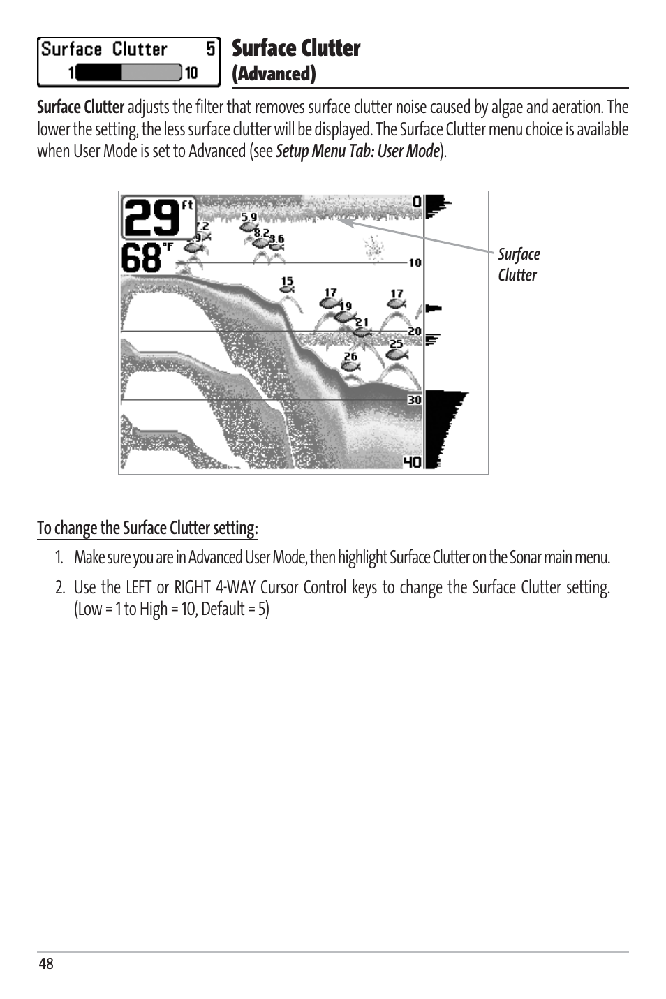 Surface clutter | Humminbird Matrix 97 User Manual | Page 52 / 87