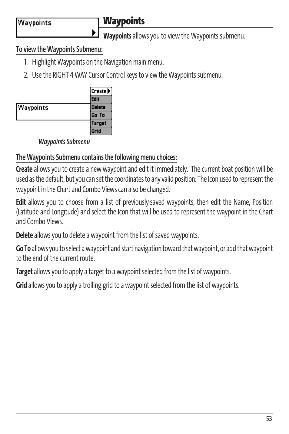 Waypoints | Humminbird Matrix 97 User Manual | Page 57 / 87