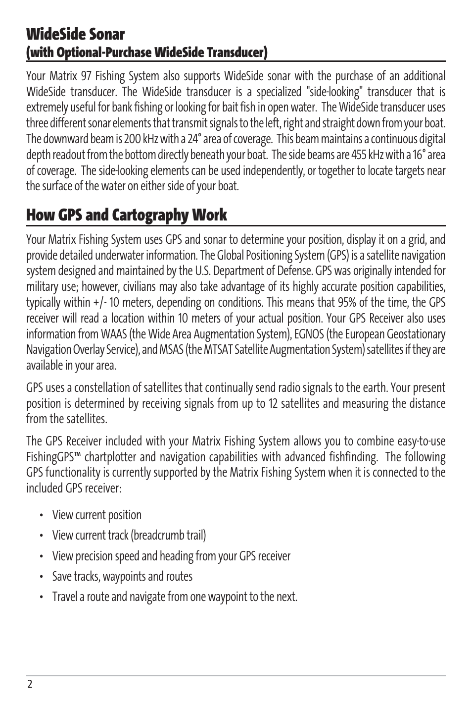 Wideside sonar, How gps and cartography work | Humminbird Matrix 97 User Manual | Page 6 / 87