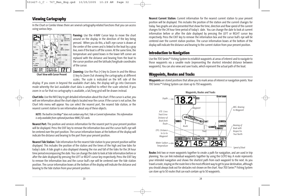 Viewing cartography, Introduction to navigation, Waypoints, routes and tracks | Humminbird 767 User Manual | Page 17 / 60