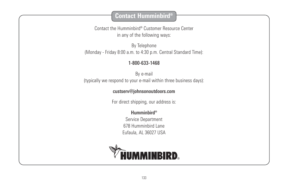 Contact humminbird | Humminbird 917C User Manual | Page 141 / 141