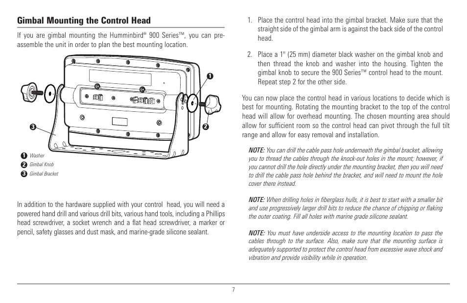 Gimbal mounting the control head | Humminbird 917C User Manual | Page 15 / 141