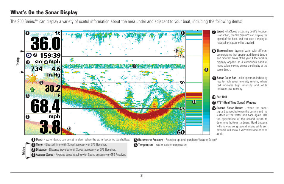 What’s on the sonar display | Humminbird 917C User Manual | Page 39 / 141