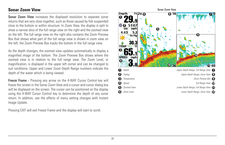 Sonar zoom view | Humminbird 917C User Manual | Page 47 / 141