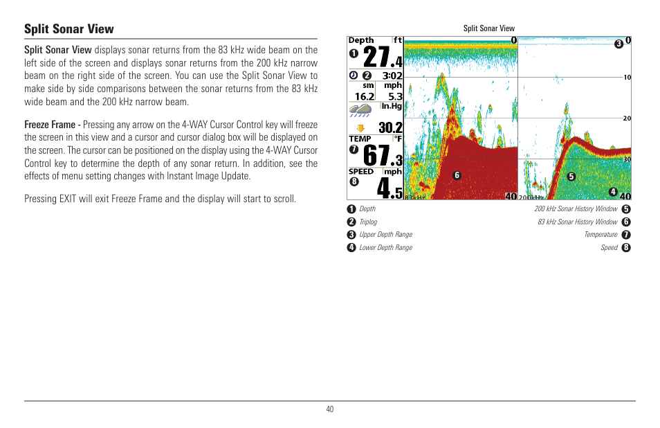 Split sonar view | Humminbird 917C User Manual | Page 48 / 141