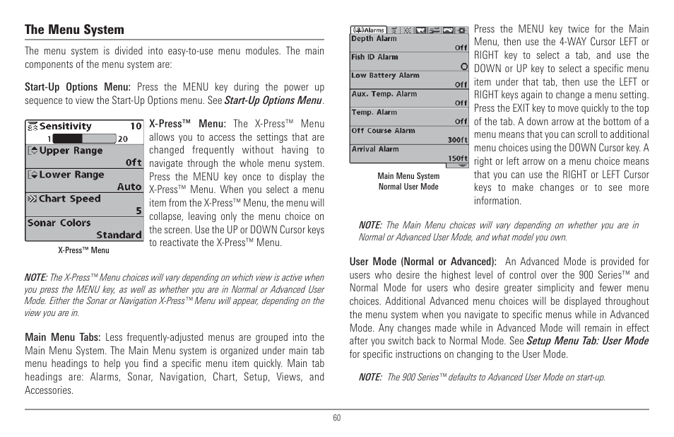 The menu system | Humminbird 917C User Manual | Page 68 / 141