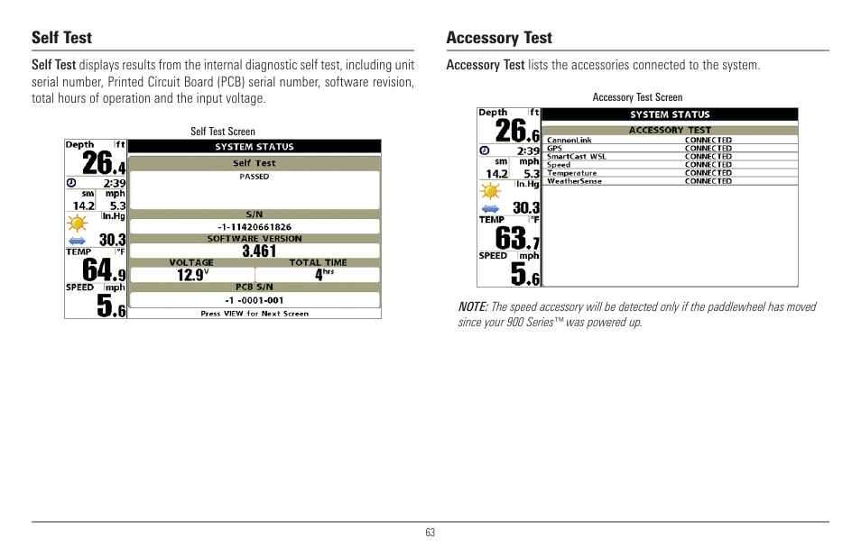 Self test, Accessory test | Humminbird 917C User Manual | Page 71 / 141