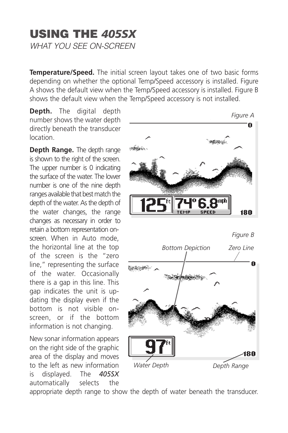 Using the 405sx | Humminbird SINGLEBEAM 405SX User Manual | Page 10 / 35