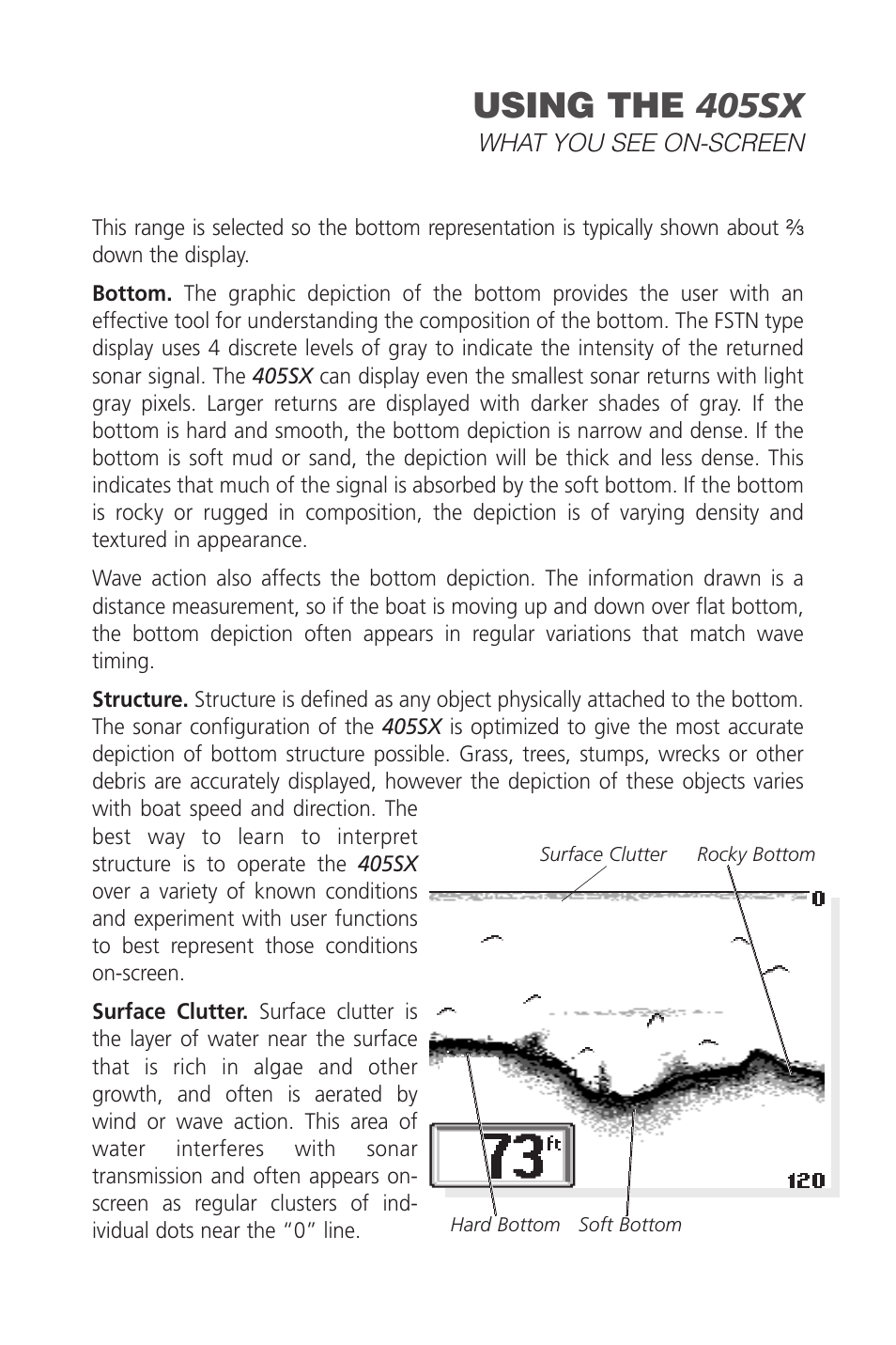 Using the 405sx | Humminbird SINGLEBEAM 405SX User Manual | Page 11 / 35