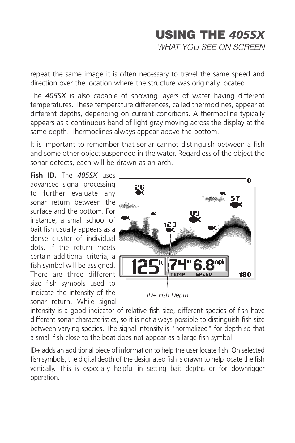 Using the 405sx | Humminbird SINGLEBEAM 405SX User Manual | Page 13 / 35