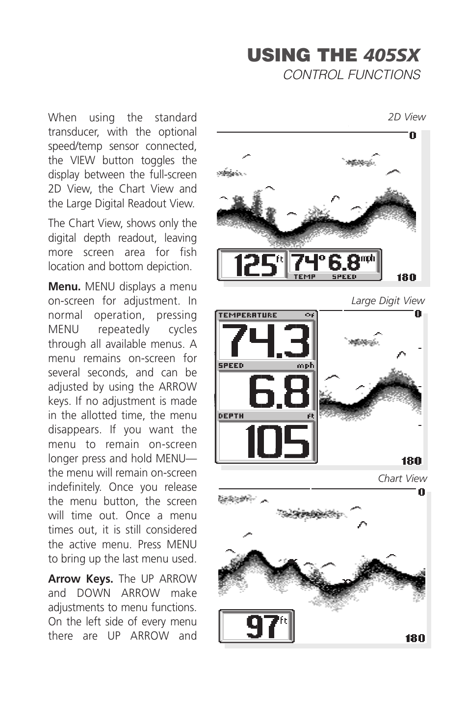 Using the 405sx | Humminbird SINGLEBEAM 405SX User Manual | Page 15 / 35