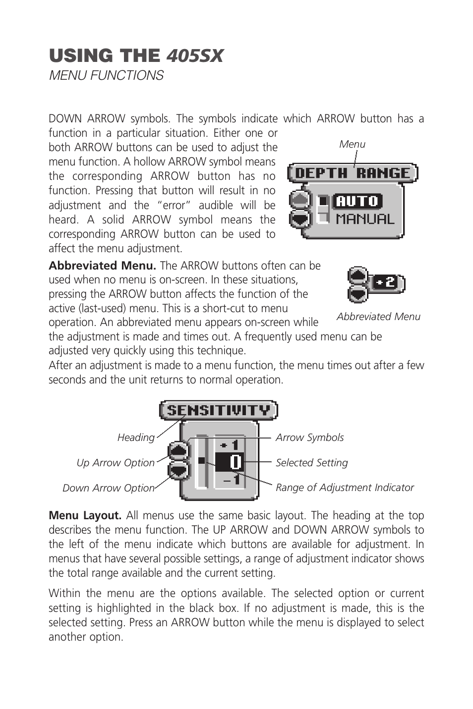 Using the 405sx | Humminbird SINGLEBEAM 405SX User Manual | Page 16 / 35