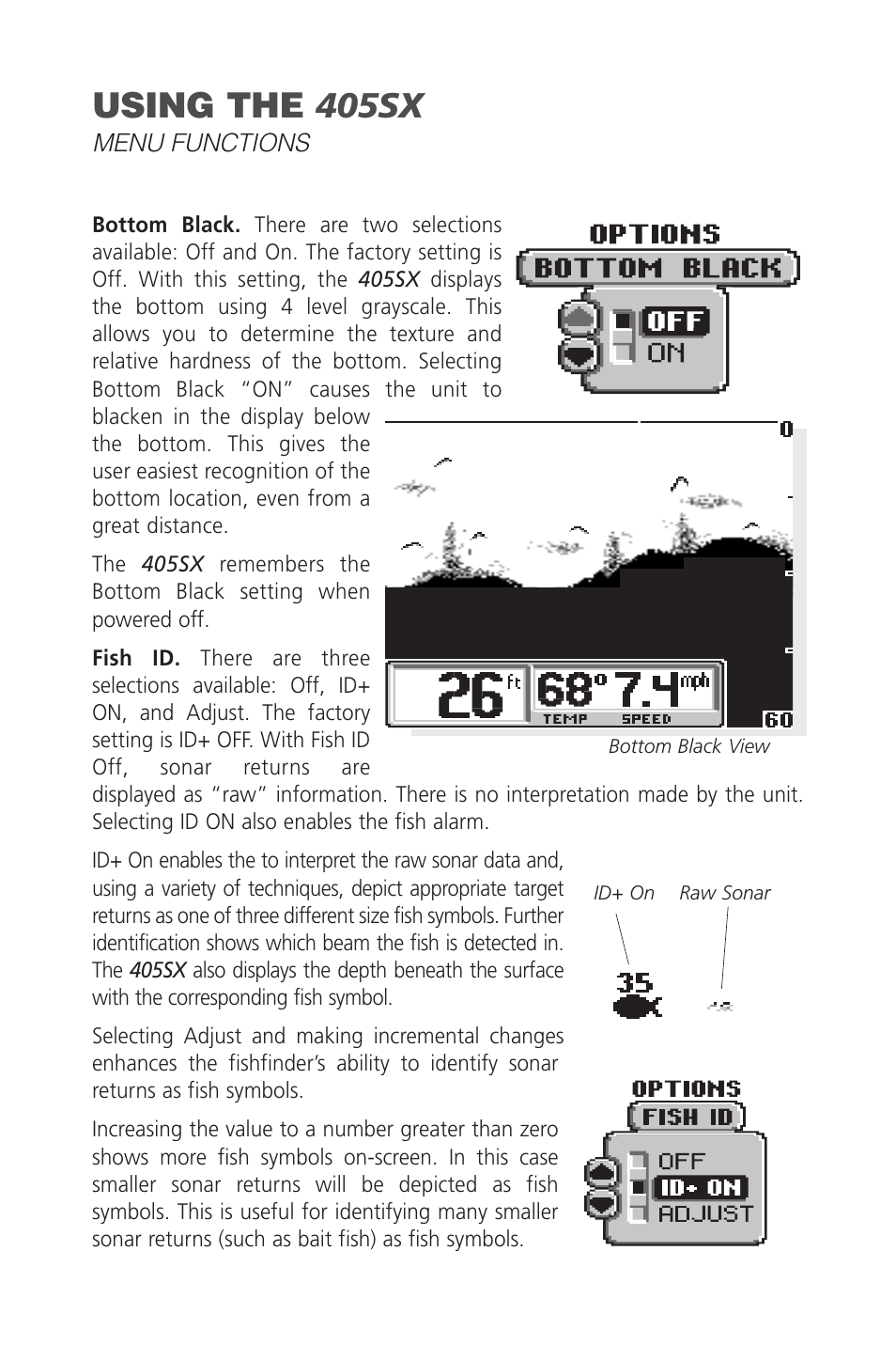Using the 405sx | Humminbird SINGLEBEAM 405SX User Manual | Page 24 / 35