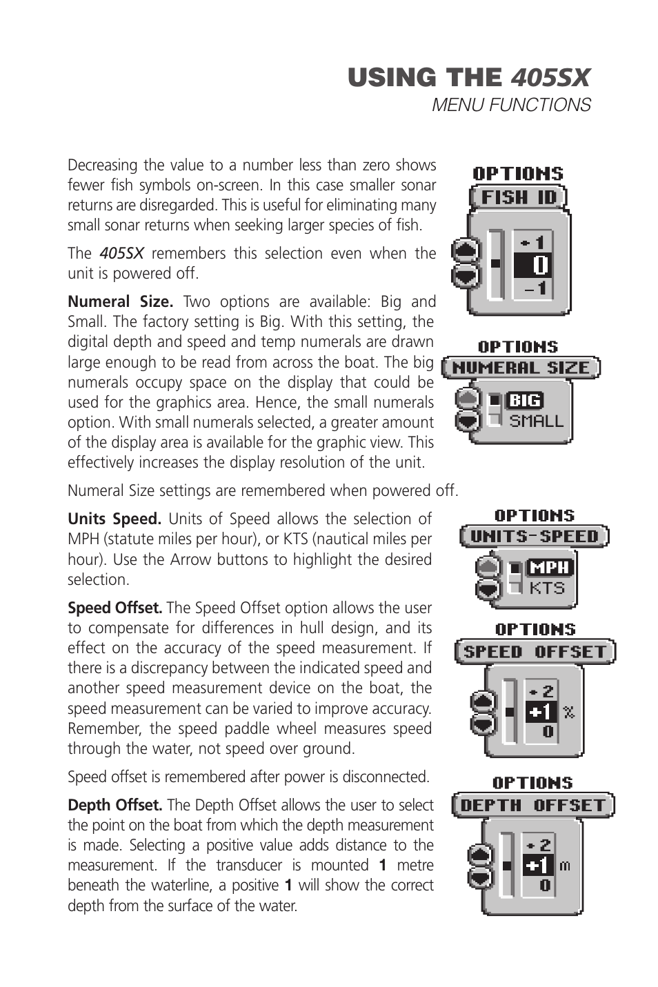 Using the 405sx | Humminbird SINGLEBEAM 405SX User Manual | Page 25 / 35