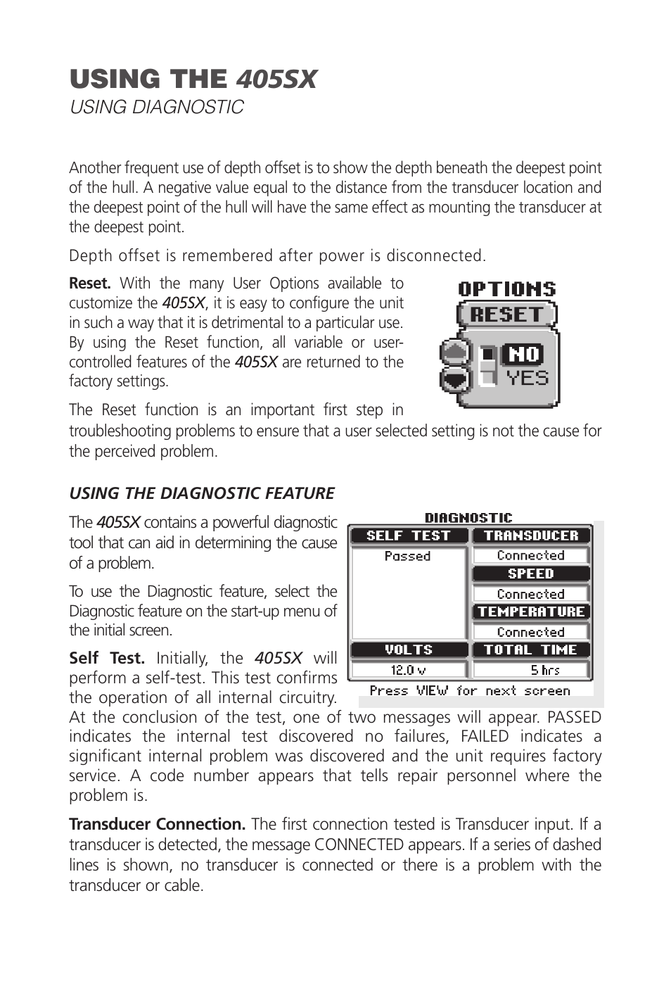 Using the 405sx | Humminbird SINGLEBEAM 405SX User Manual | Page 26 / 35