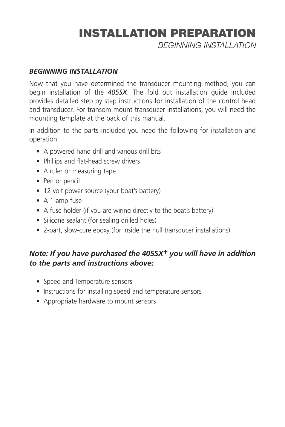 Installation preparation | Humminbird SINGLEBEAM 405SX User Manual | Page 7 / 35