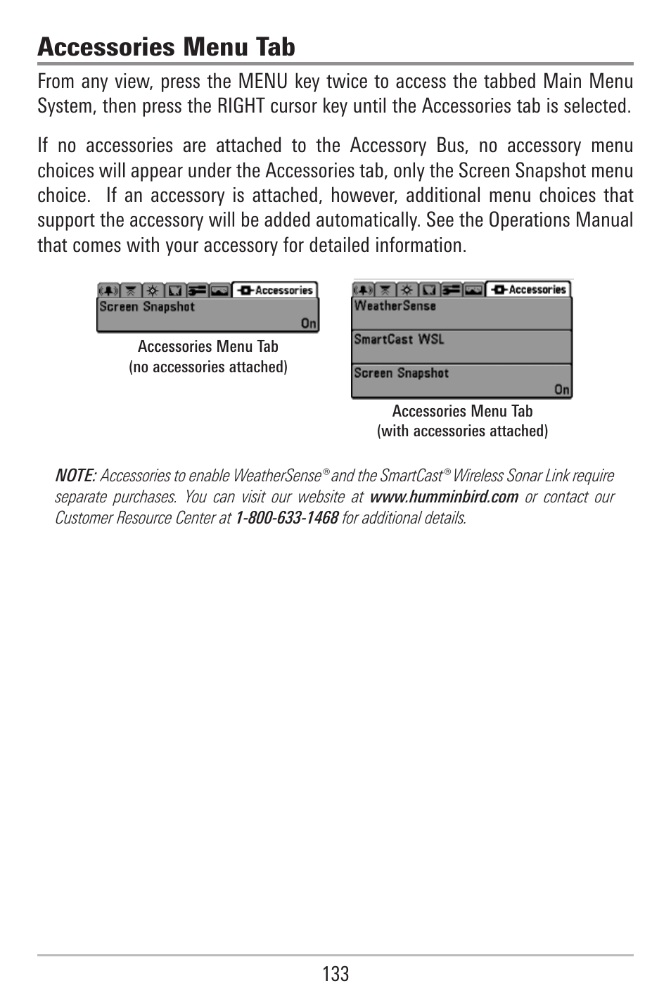 Accessories menu tab | Humminbird 787c2i User Manual | Page 142 / 170