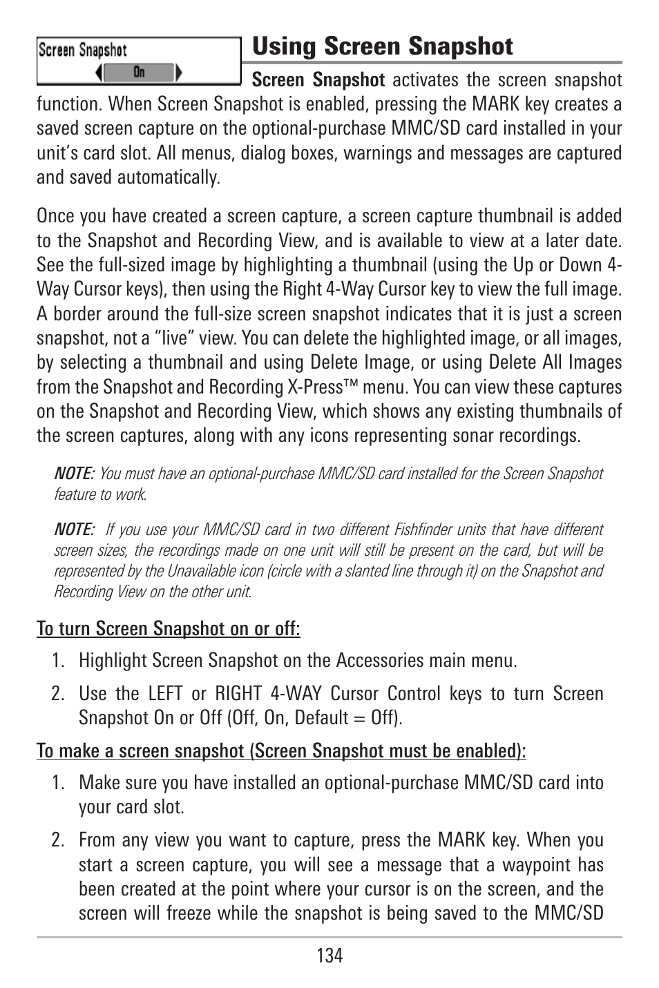 Using screen snapshot | Humminbird 787c2i User Manual | Page 143 / 170