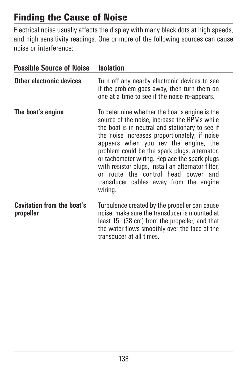 Finding the cause of noise | Humminbird 787c2i User Manual | Page 147 / 170