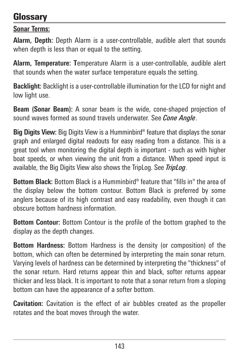 Glossary | Humminbird 787c2i User Manual | Page 152 / 170